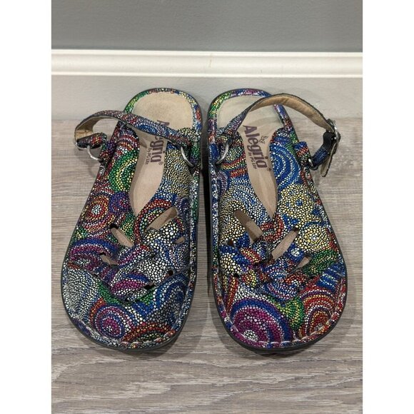 Alegria Clogs Womens Size 38EU US8.5 Fre-387 Rainbow Mosaic Leather Multicolor - Picture 2 of 16